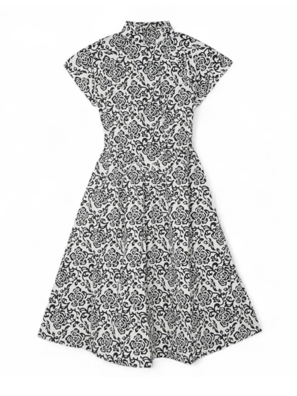 NEW Batsheva Black & White Floral Fit-and-Flare Dress size 18